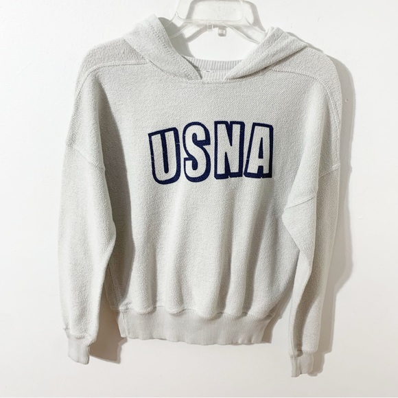 PennantKnit  USNA United States Naval Academy Long Sleeve Hooded Sweatshirt ⬜️🟦 - Picture 1 of 9